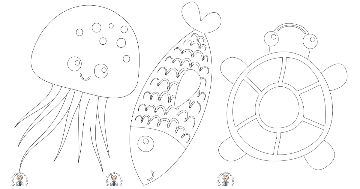 Kolorowanki do druku: Zwierzęta mórz i oceanów (10 szablonów)