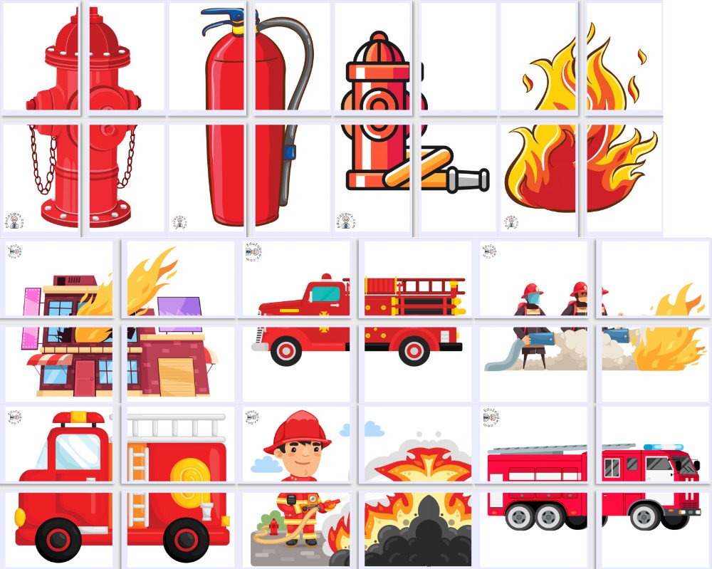 Dekoracje XXL: Pożar, gaśnica, wóz strażacki (10 szablonów) Dekoracje Dekoracje (Dzień Strażaka) Dzień Strażaka 