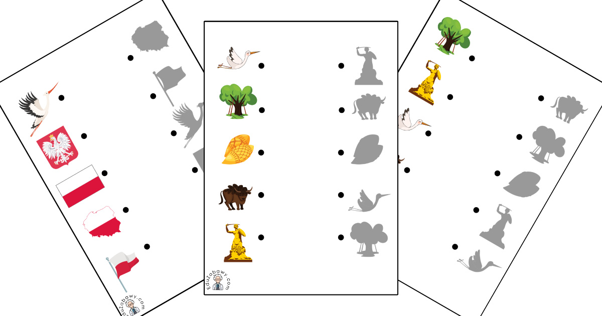 Karty pracy: Dopasuj cienie: Patriotyczne