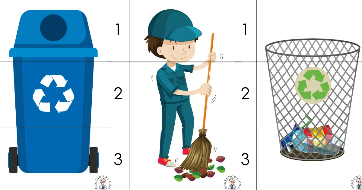 Karty pracy: Puzzle 3 elementy: Dzień Ziemi