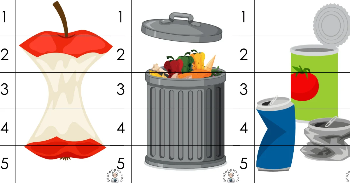 Karty pracy: Puzzle 5 elementów: Dzień Ziemi