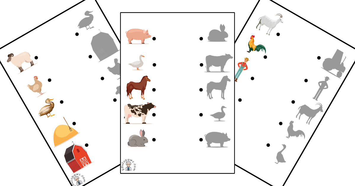 Karty pracy: Dopasuj cienie: Na wsi