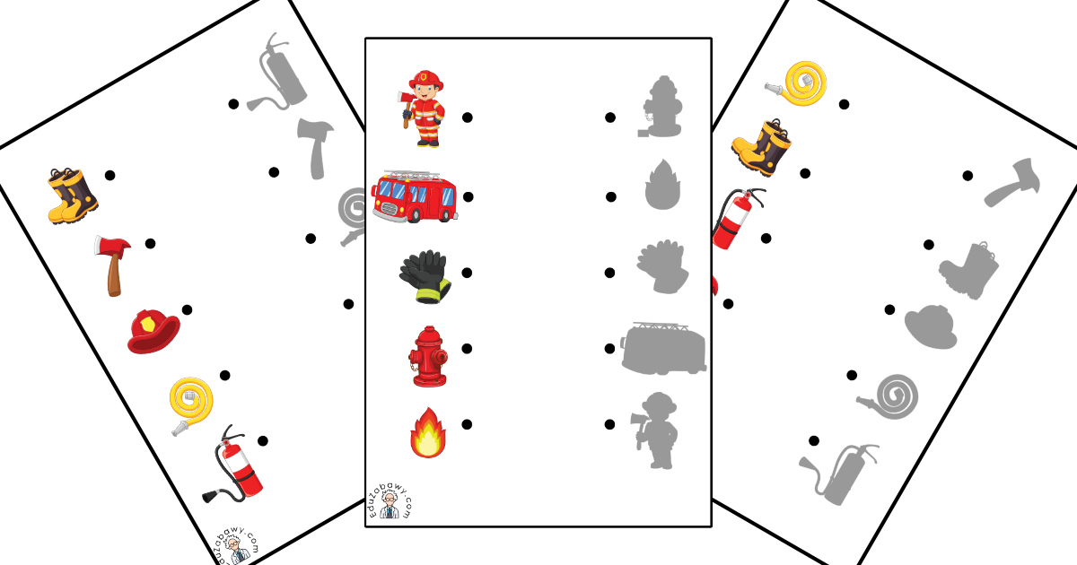Karty pracy: Dopasuj cienie: Strażak