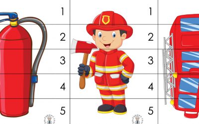 Karty pracy: Puzzle 5 elementów: Strażak