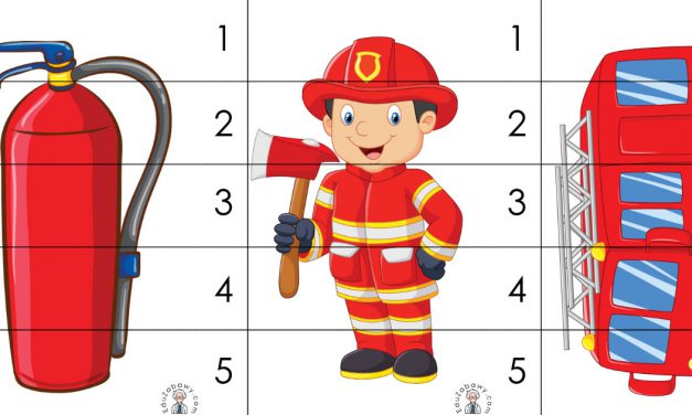 Karty pracy: Puzzle 5 elementów: Strażak