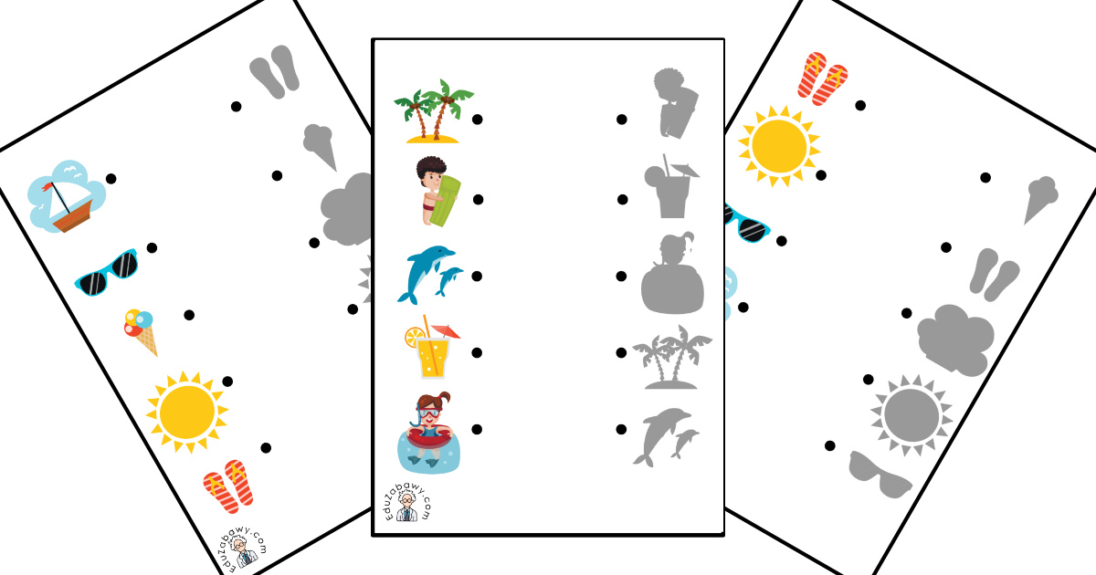 Karty pracy: Dopasuj cienie: Lato