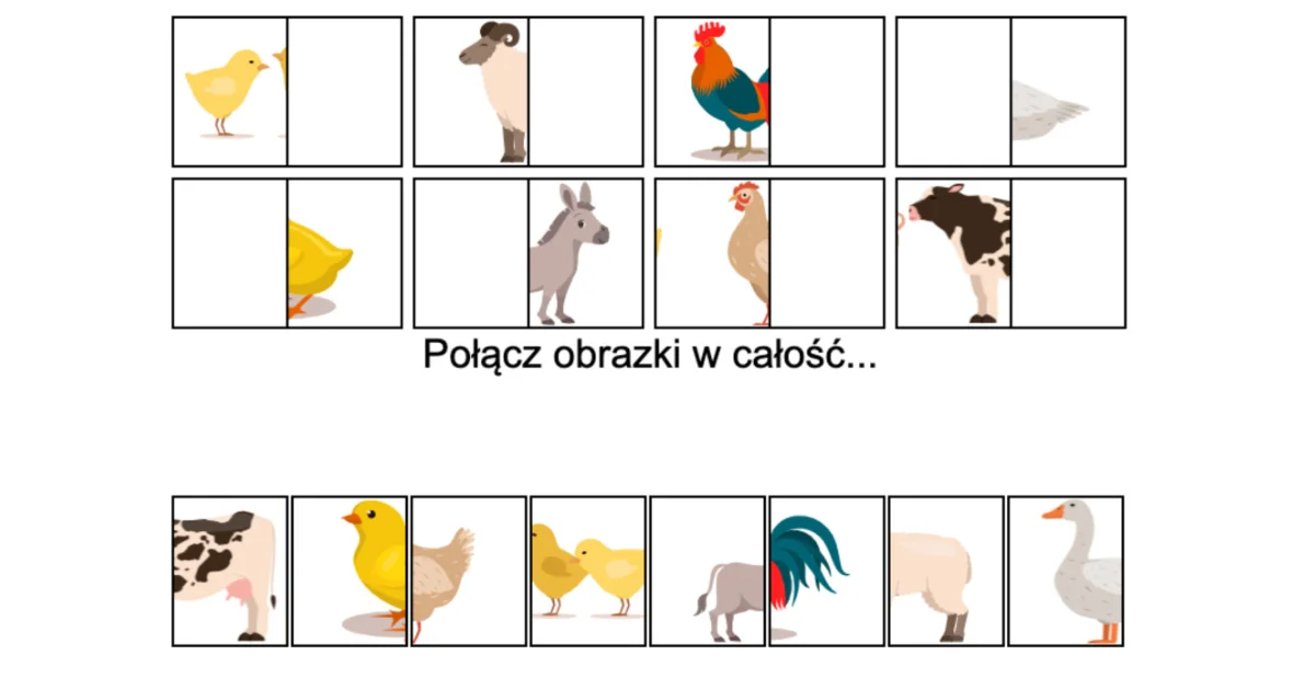 Gra online: Połącz obrazki: Zwierzęta wiejskie
