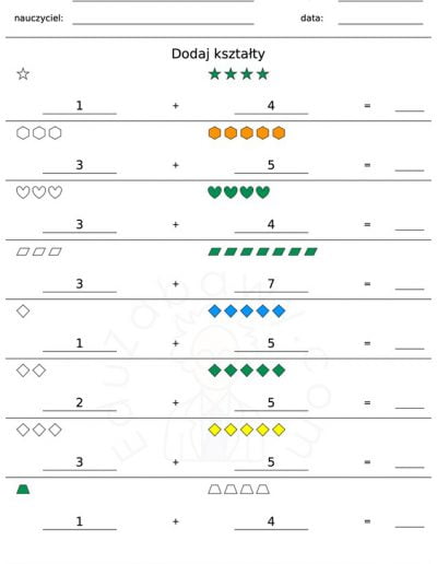 Generator kart pracy: Dodawanie na obrazkach 2