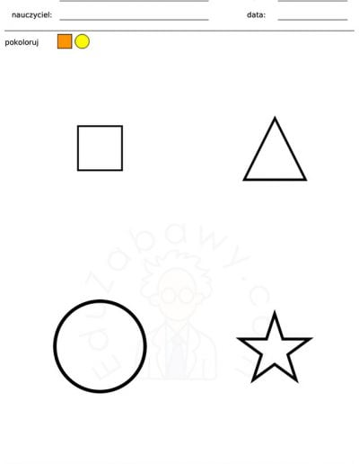 Generator kart pracy: Pokoloruj kształty 5
