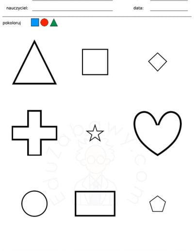 Generator kart pracy: Pokoloruj kształty 4