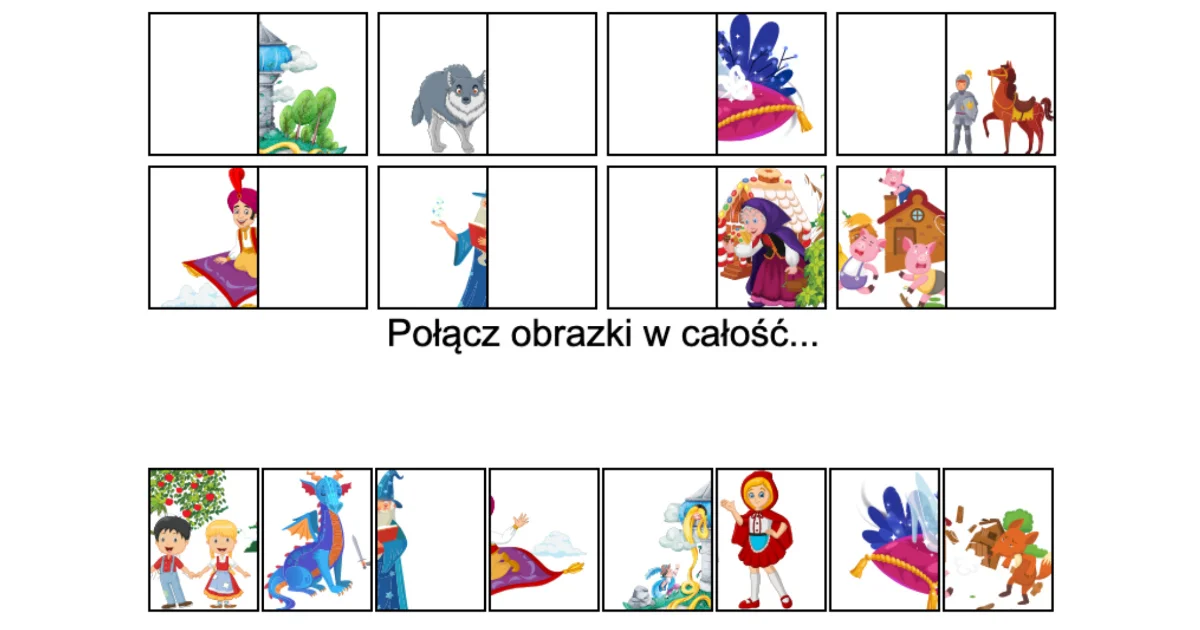 Gra online: Połącz obrazki: Bajki