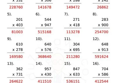 Generator kart pracy: mnożenie 47