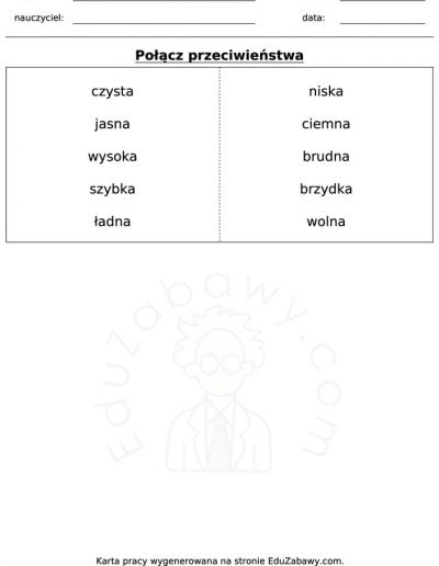 Generator kart pracy: Dopasowywanie 1