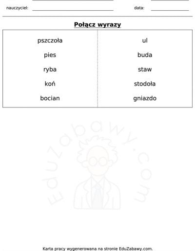 Generator kart pracy: Dopasowywanie 4