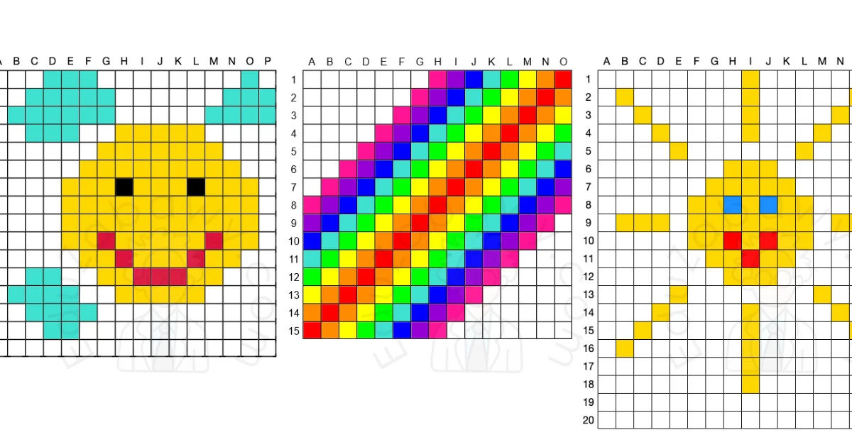 Karty pracy: Kodowanie: Dyktando graficzne: Słońce i tęcza