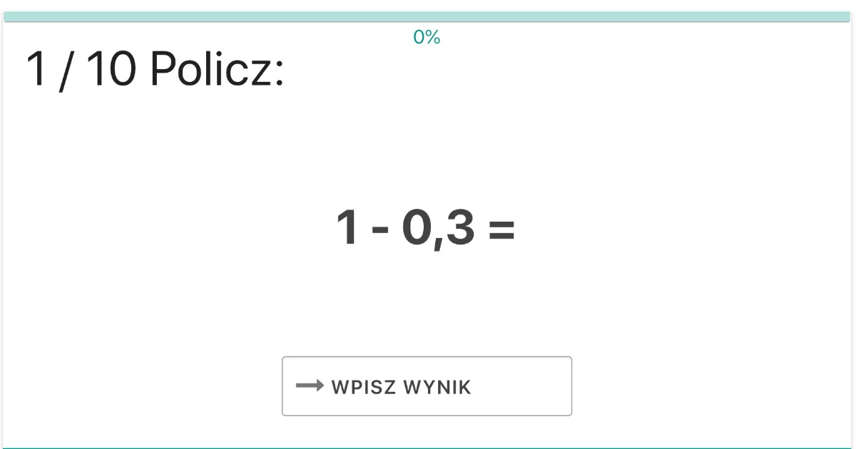 Quiz: Odejmowanie ułamków dziesiętnych