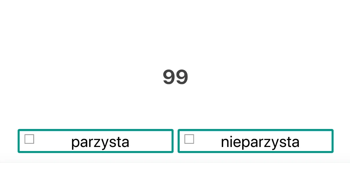 Quiz: Liczby parzyste i nieparzyste w zakresie do 100