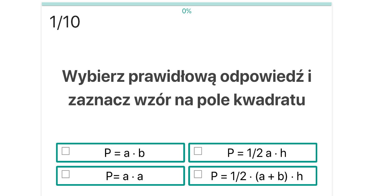 Quiz: Wskaż wzór na pole figury