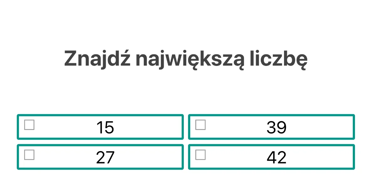 Quiz: Wskaż największą liczbę (do 50)