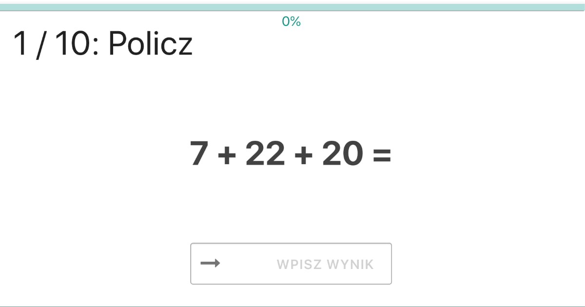 Quiz: Dodawanie trzech liczb do 100