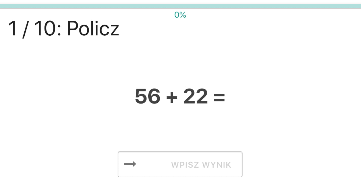 Quiz: Dodawanie w zakresie 100