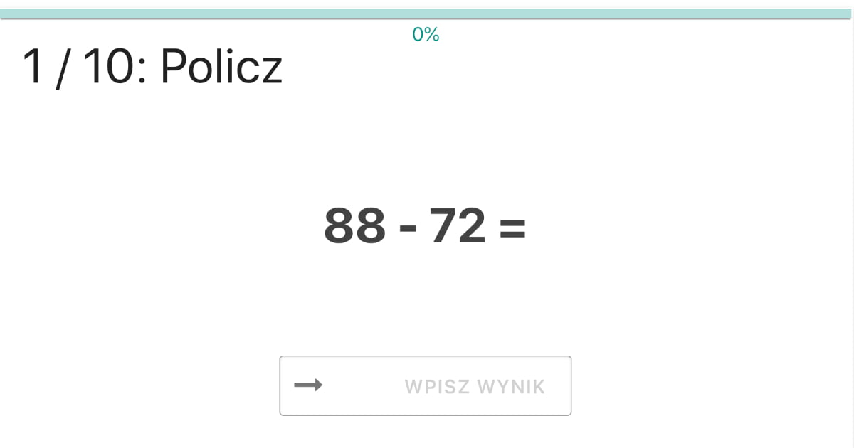 Quiz: Odejmowanie w zakresie 100