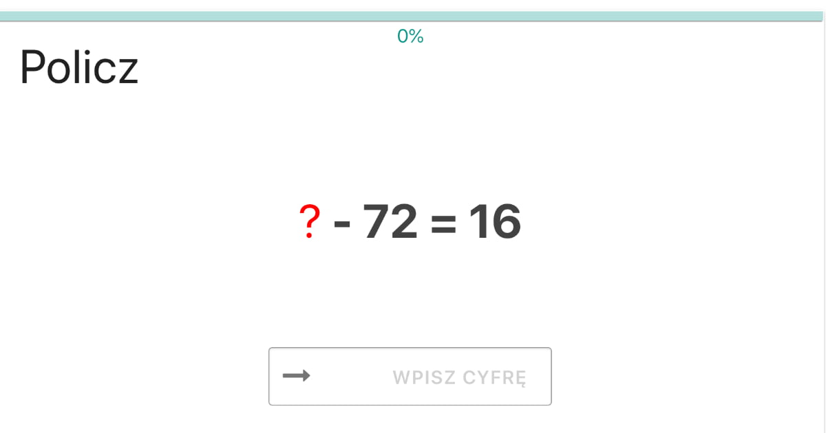 Quiz: Odejmowanie w zakresie 100 – wstaw brakującą liczbę