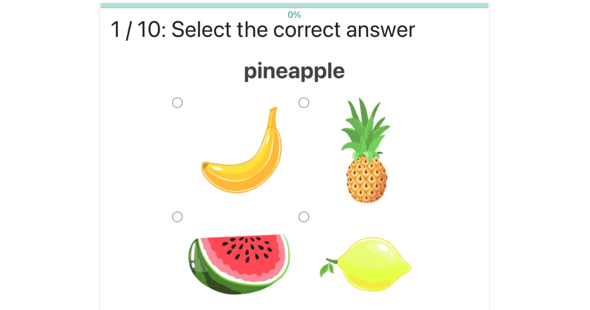 Ćwiczenie na angielskie słownictwo: Zaznacz owoce / Select fruits