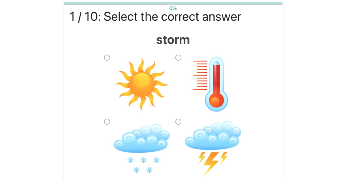 Ćwiczenie na angielskie słownictwo: Zaznacz – pogoda / Select – weather