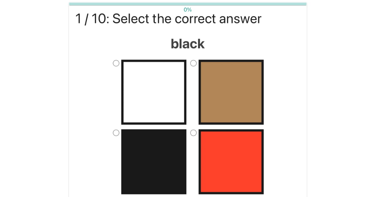 Ćwiczenie na angielskie słownictwo: Zaznacz kolor / Select color