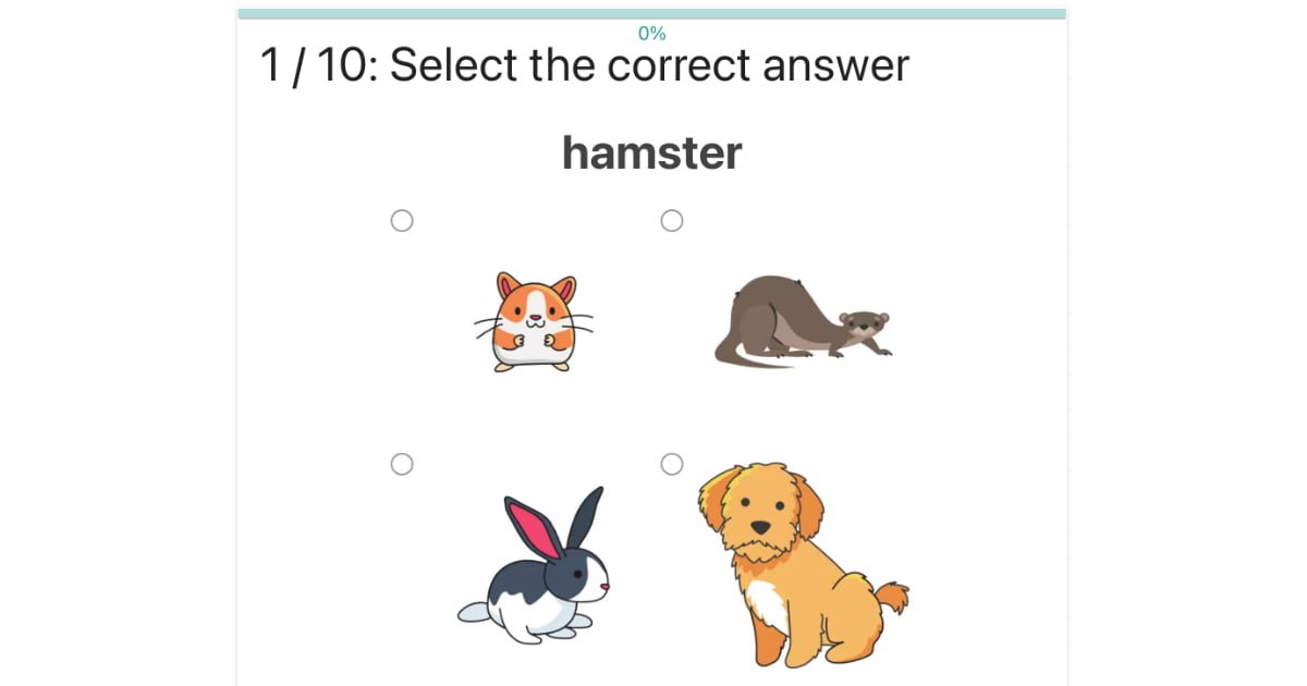 Ćwiczenie na angielskie słownictwo: Zaznacz zwierzę / Select the pet