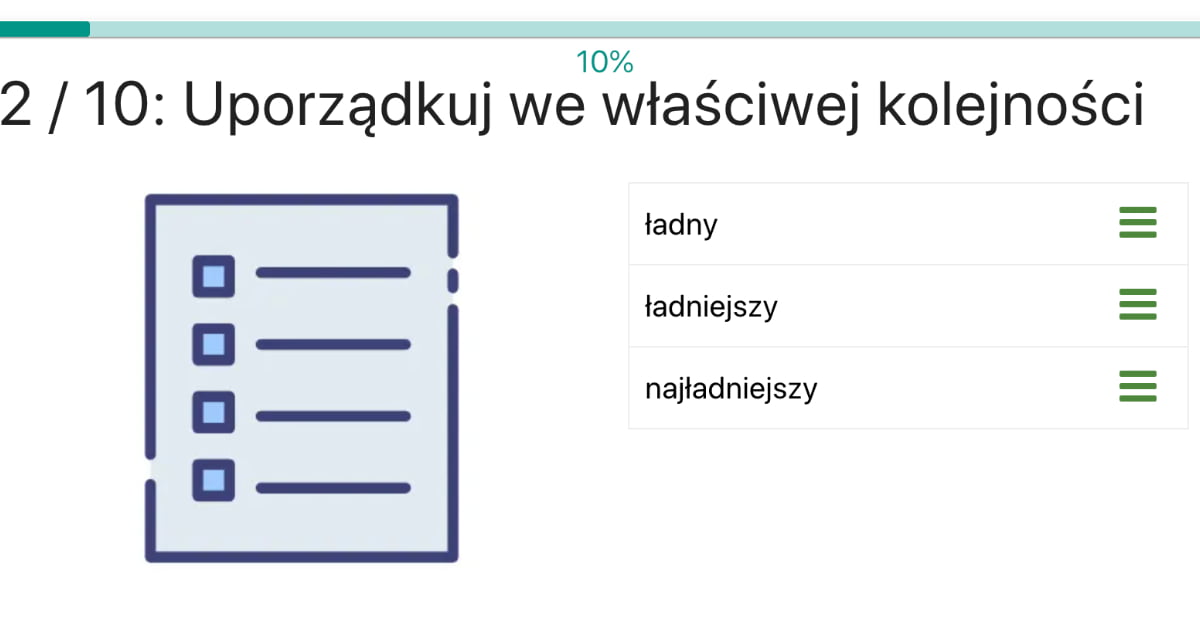 Quiz: Stopniowanie przymiotników proste (regularne) – posegreguj