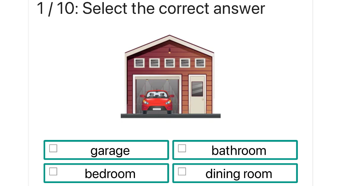 Ćwiczenie na angielskie słownictwo: Nazwij pomieszczenie / Name the room (select)