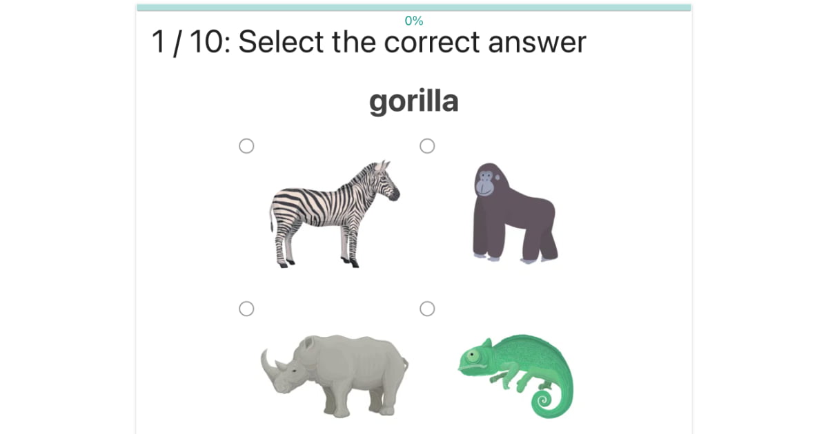 Ćwiczenie na angielskie słownictwo: Zaznacz zwierzę / Select the animal