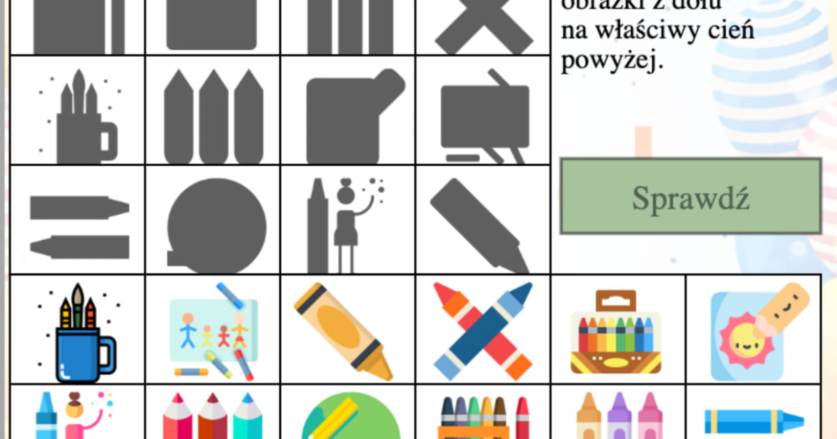 Gra: Dopasuj cienie: Kredki