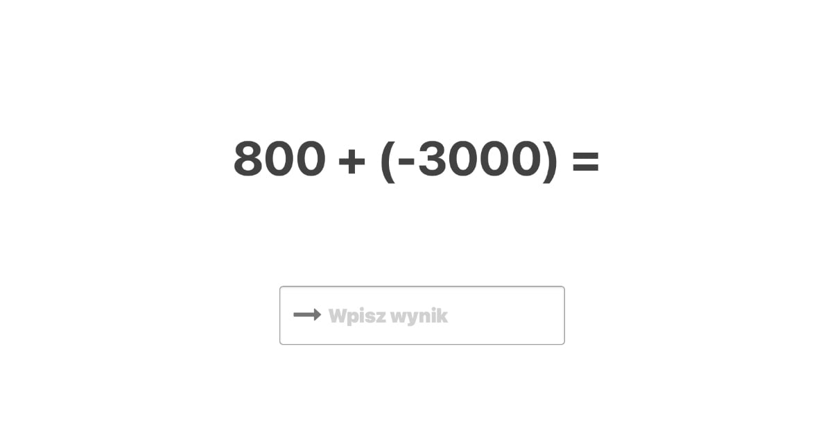 Quiz: Dodawanie liczb całkowitych – poziom łatwy