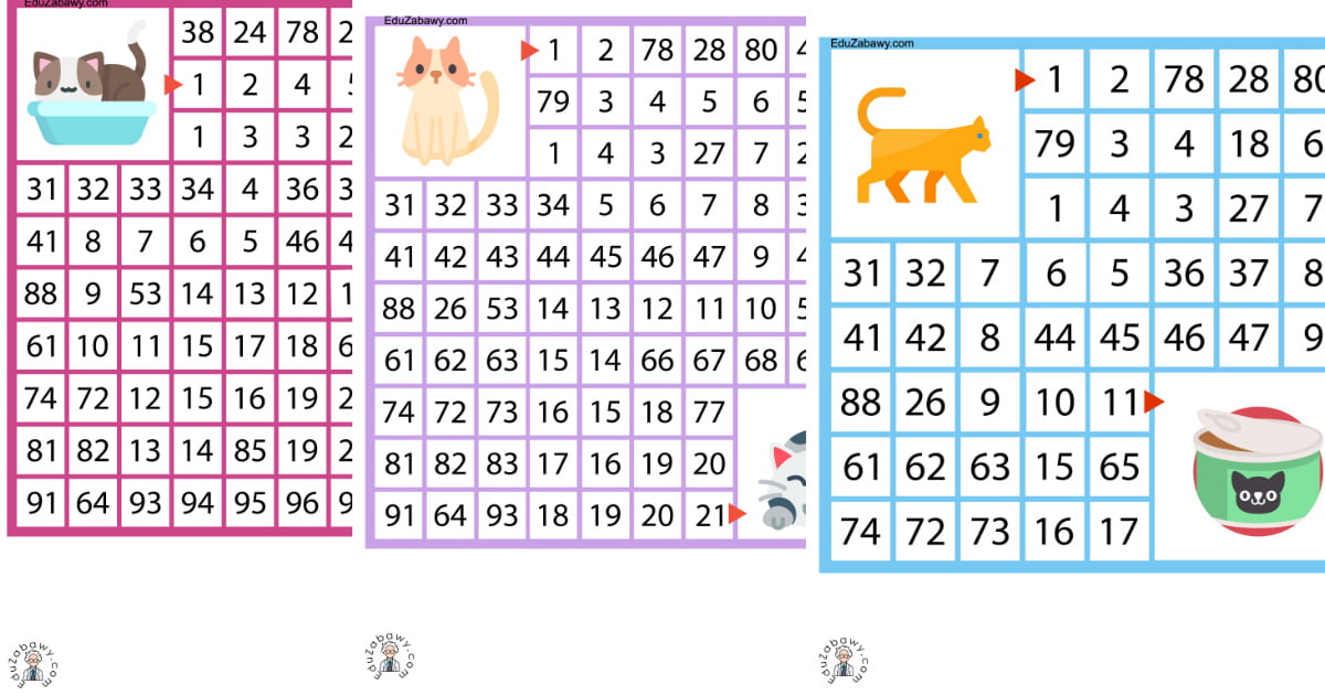 Karty pracy: Labirynty matematyczne: Dzień Kota
