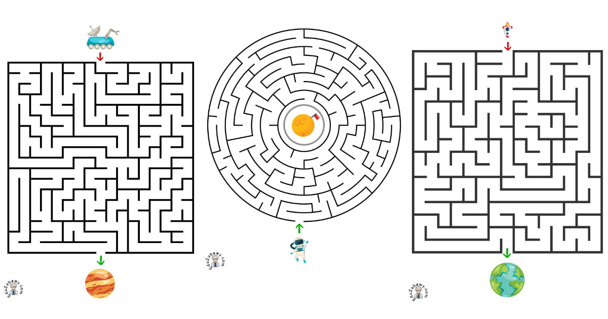 Karty pracy: Labirynty: Dzień Kosmosu