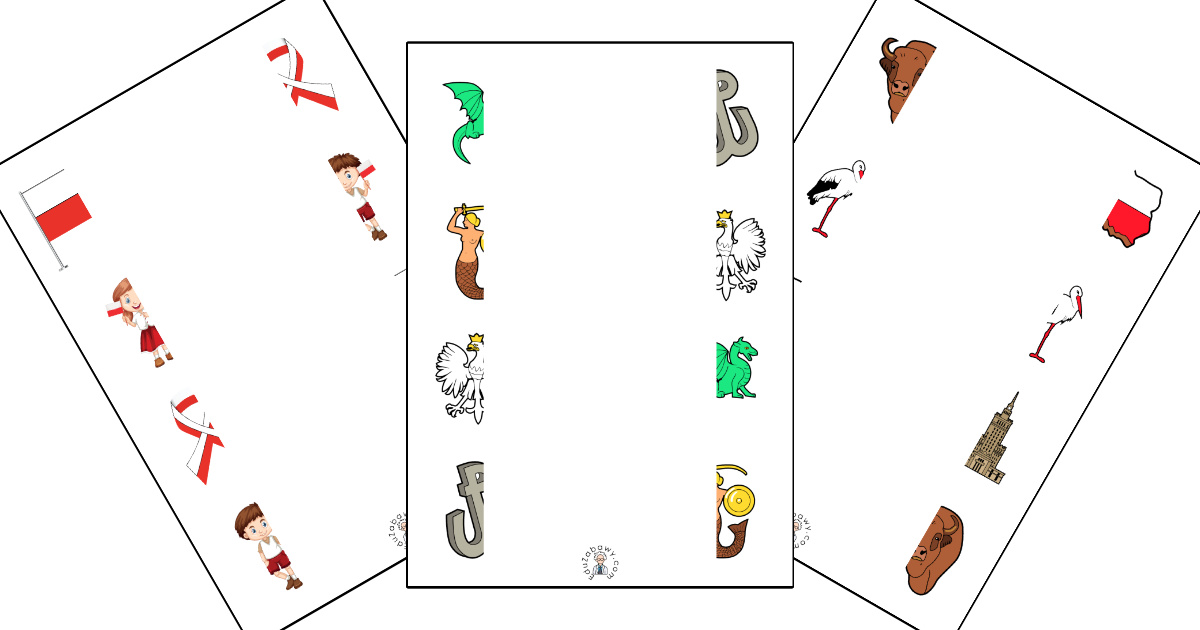 Karty pracy: Połącz połówki: Patriotyczne