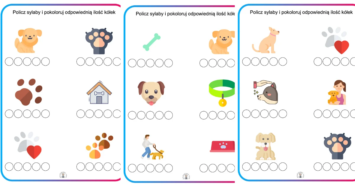 Karty pracy: Policz sylaby: Dzień Kundelka