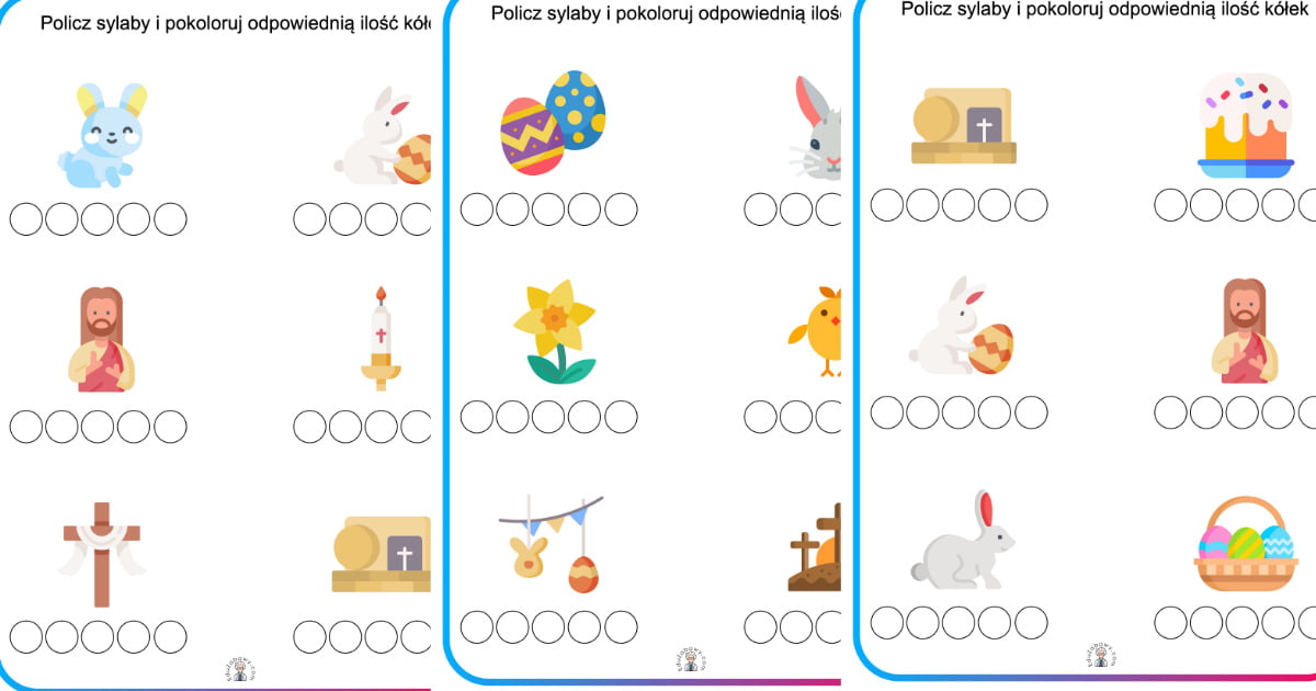 Karty pracy: Policz sylaby: Wielkanoc