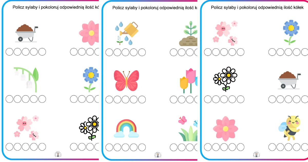 Karty pracy: Policz sylaby: Wiosna