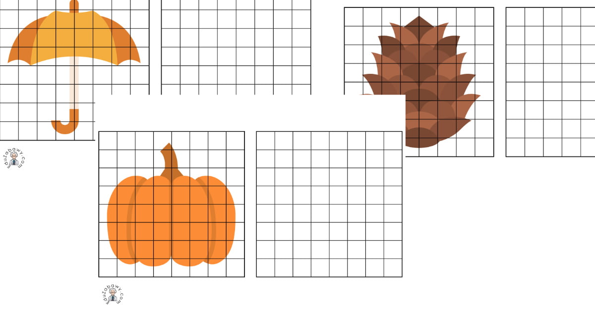 Karty pracy: Przerysuj obrazek: Jesień