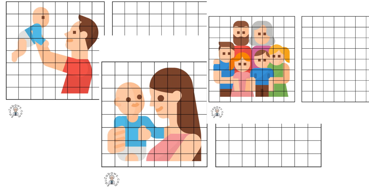Karty pracy: Przerysuj obrazek: Rodzina