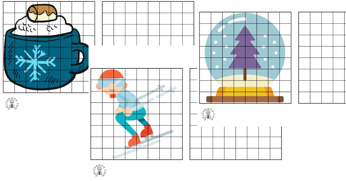 Karty pracy: Przerysuj obrazek: Zima