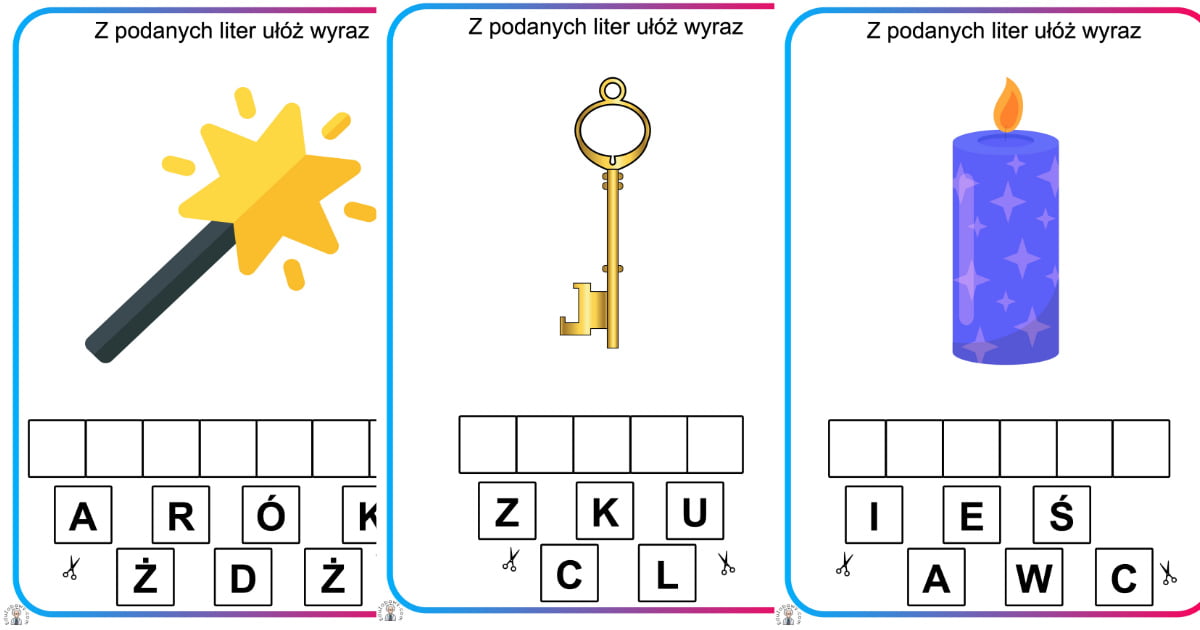 Karty pracy: Ułóż wyraz z liter: Andrzejki