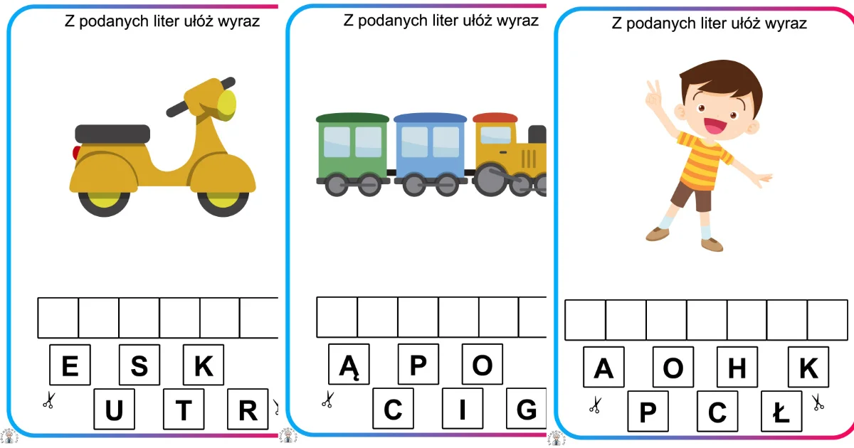 Karty pracy: Ułóż wyraz z liter: Dzień Chłopaka
