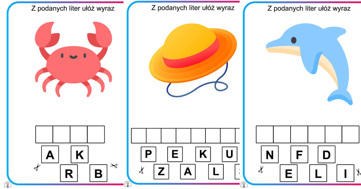 Karty pracy: Ułóż wyraz z liter: Lato i wakacje