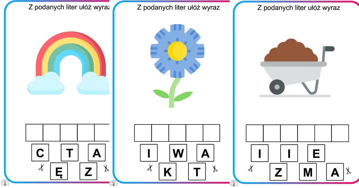 Karty pracy: Ułóż słowo z liter: Wiosna