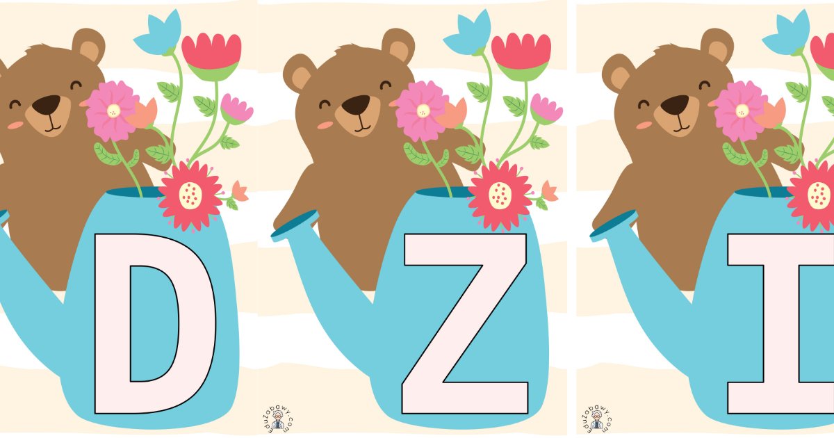 Napis do druku: Dzień Mamy z misiem